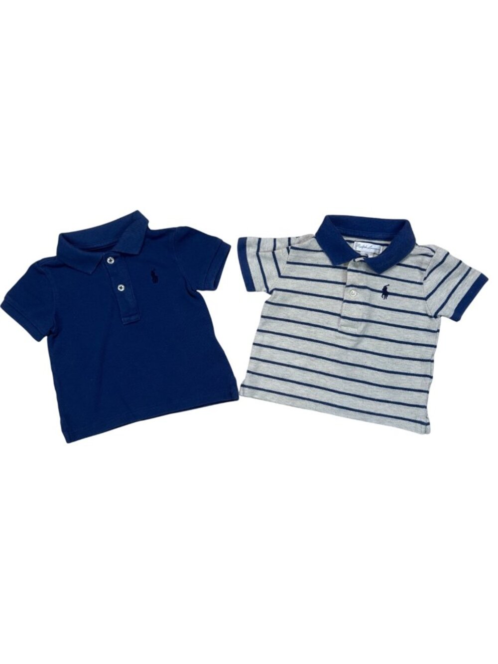 Ralph Lauren 6 Months Set of 2 Polo Shirts Preppy Casual Blue Gray
